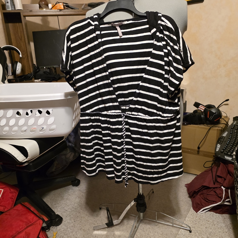 Old Navy Black and White Striped Blouse